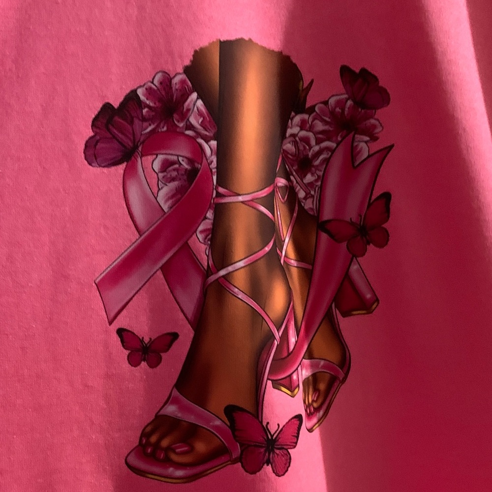 NEW Breast cancer Pink Graphic Tee large. DTF by me